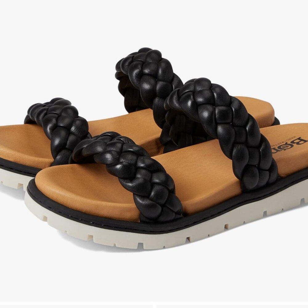 BORN Freesia Black Braided Slide Sandal Size 9 Women's